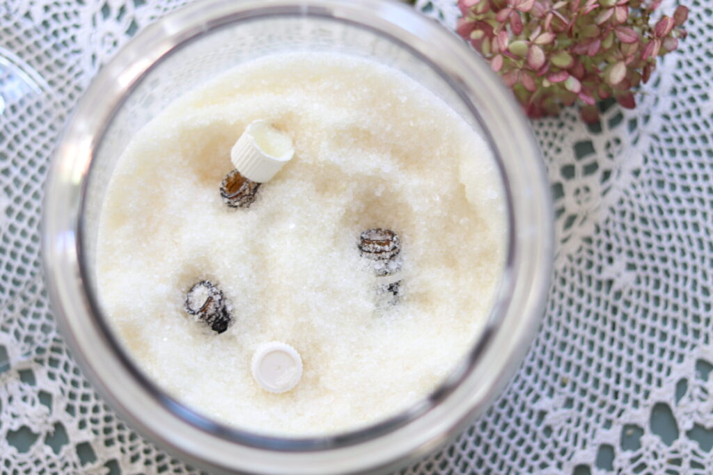 Essential oil bottle bath salts